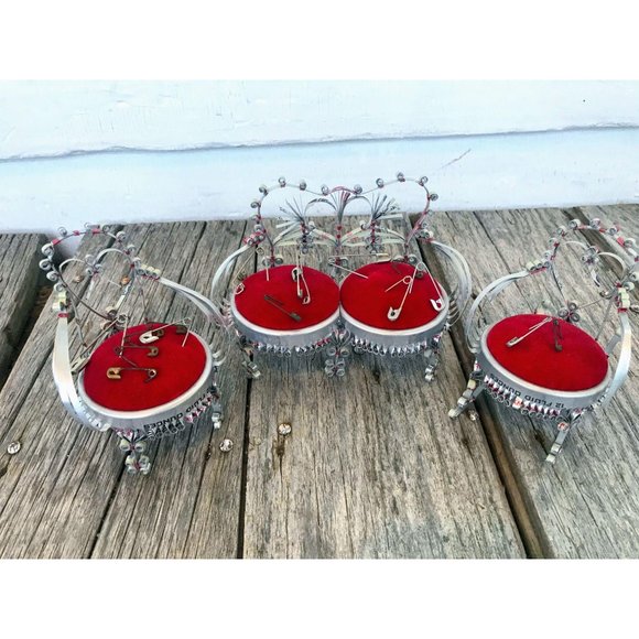 Handmade Other - Vintage Set Of Tin Can Art Pin cushion chairs sofa